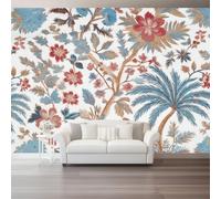 Générique Blanc Décoration Murale Vintage Aquarelle Floral,Papier Peint Mural Intissé Design pour Salon & Chambre à Coucher - Photo Murale Grand Format pour Bureau & Mur TV 400 x 280 cm（WxH
