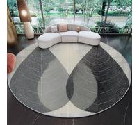Générique Blanc Grisâtre 100 cm Rond Tapis Rond Moderne Minimalisme Abstraction Feuilles, Tapis de Sol Décoratif et Antidérapant - Idéal pour sous Table Ronde, Chambre Bureau