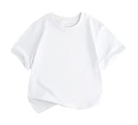 Générique Blanc Haut Fille Garçon 1-11 Ans - Tshirt Unie à Manches Courte Col Rond - Hauts d'été Chemisiers Basique T-Shirt pour Ado Enfant 2 3 4 5 6 7 8 9 10 Ans