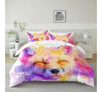 Générique Blanc Housse de Couette Petit Renard À L’Aquarelle 90 x 200 cm Parure de Lit Enfant, Housse de Couette en Microfibre avec Fermeture Éclair + 1 Taie d'oreiller 65x65 cm