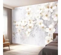 Générique Blanc Papier Peint Intissé - Élégant Sophistiqué Fleurs À L'Aquarelle Imprimer Papier Peint Mural pour Salon Chambre Fond Décor TV, Photo Mural Art Tableaux Muraux 400 x 280 cm