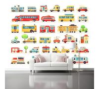 Générique Blanc Papier Peint Intissé,Images Clipart Dessin Animé Camion De Pompiers Imprimer Papier Peint Mural pour Salon Chambre Fond Décor TV - Photo Mural Art Tableaux Muraux 300 x 210 cm（WxH