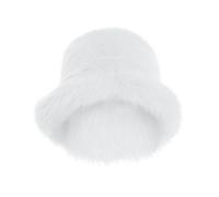 Générique Blanc pour Chapeau Seau Flou à la, Chapeau d'hiver Chaud, Fourrure pelucheuse, Chapeaux de pêche, Chapeaux Seau pour Femmes, 2024 Feutre Cowboy (White, One Size)