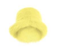 Générique Blanc pour Chapeau Seau Flou à la, Chapeau d'hiver Chaud, Fourrure pelucheuse, Chapeaux de pêche, Chapeaux Seau pour Femmes, 2024 Feutre Cowboy (Yellow, One Size)