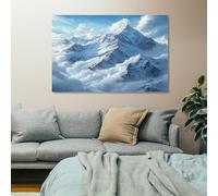 Générique Blanc Tableau sur Toile Paysage de montagne enneigé Impression sur Toile, Decoration Murale Salon Moderne, Image sur Toile, Affiche Poster Murale Tableaux 70x140 cm, Sans cadre