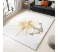 Générique Blanc Tapis Lavable Machine Salon 60 x 90 cm Antidérapant Doux Poil Ras Minimalisme Nautique Lumière Ancre - Chambre Bureau Salle a Manger Cuisine Entrée Salle Détente, Décoration Maison