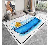 Générique Blanc Tapis Rectangle Salon Chambre Baignoire en Aquarelle Canard en Caoutchouc, Lavable en Machine Flanelle Tapis Antidérapant 60 x 90 cm Décoration pour Salon Cuisine Entrée Cuisine