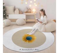 Générique Blanc Tapis Rond Polyvalent 180 cm Minimalisme Motifs Floraux Tapis Confortable et Chic, Antidérapant et Lavable en Machine - Idée Cadeau Parfaite pour Famille ou Amis