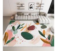 Générique Blanc Tapis Salon 80x150 cm Tapis Chambre Galets Abstraits Peints À La Main Grand Moelleux Doux à Poils Courts Intérieur Home Tapis Antidérapant, pour Chambre à Coucher, Salle à Manger