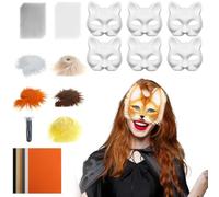 Générique Blank Cat Masque*1Set - Kit Materiali Maschera Gatto - Arte e Artigianato con Tessuto a Maglia e Feltro per Costumi Cosplay Feste e Carnevale