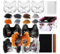Générique Blank Cat Masque, Cat Mask Material Kit with Mesh Base Felt Sheet, Customizable Costume Prop for Arts Crafts, Cosplay, Masquerade Party, Halloween, Theater, Adults, Men, Women