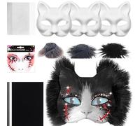 Générique Blank Cat Masque, Material Kit, 7.48x6.69 inches Costume Craft Prop, Includes Mesh and Felt Sheet, Paintable Creative Design, Ideal for Cosplay, Masquerade, Party, Men, Women Use