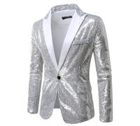 Générique Blazer à sequins à un bouton pour homme veste de smoking brillante et scintillante pour soirée.