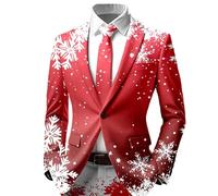 Générique Blazer De Noël - Veste Costume Homme Veste imprimée de Vacances Tenue de fête Manteau décontracté élégant pour la déclaration de Mode d'hiver pour (Red L)