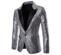 Générique Blazer de soirée à paillettes pour homme col à revers à un bouton veste de cocktail scintillante pour bal de promo