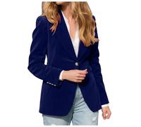 Générique Blazer en Velours Femme Veste Manteau de Costume Quotidien à Revers Manches Longues Crantés Couleur Unie Chic Et Elegant Veste de Costume de Noël Pour Le Bureau avec Poches