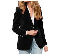 Générique Blazer en Velours Femme Veste Manteau de Costume Quotidien à Revers Manches Longues Crantés Couleur Unie Chic Et Elegant Veste de Costume de Noël Pour Le Bureau avec Poches