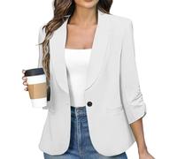 Générique Blazer Femme Chic et Elegant Veste Blazer Couleur Unie Bouton Grandes Tailles Manches Longues Classique Bureau Travail Soirées Décontractées Tailleur Femme Slim Fit Revers Veste Manteau