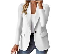 Générique Blazer Femme Chic et Elegant Veste Blazer Couleur Unie Bouton Grandes Tailles Manches Longues Classique Bureau Travail Soirées Décontractées Tailleur Femme Slim Fit Revers Veste Manteau