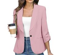 Générique Blazer Femme Chic et Elegant Veste Blazer Couleur Unie Bouton Grandes Tailles Manches Longues Classique Bureau Travail Soirées Décontractées Tailleur Femme Slim Fit Revers Veste Manteau