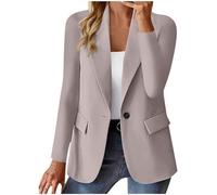 Générique Blazer Femme Chic et Elegant Veste Blazer Couleur Unie Bouton Grandes Tailles Manches Longues Classique Bureau Travail Soirées Décontractées Tailleur Femme Slim Fit Revers Veste Manteau