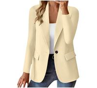 Générique Blazer Femme Chic et Elegant Veste Blazer Couleur Unie Bouton Grandes Tailles Manches Longues Classique Bureau Travail Soirées Décontractées Tailleur Femme Slim Fit Revers Veste Manteau
