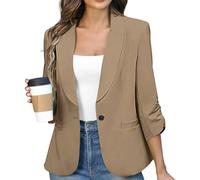 Générique Blazer Femme Chic et Elegant Veste Blazer Couleur Unie Bouton Grandes Tailles Manches Longues Classique Bureau Travail Soirées Décontractées Tailleur Femme Slim Fit Revers Veste Manteau