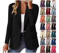 Générique Blazer Femme Chic et Elegant Veste Blazer Couleur Unie Bouton Grandes Tailles Manches Longues Classique Bureau Travail Soirées Décontractées Tailleur Femme Slim Fit Revers Veste Manteau
