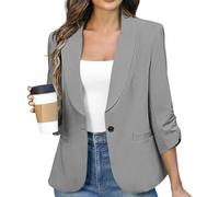 Générique Blazer Femme Chic et Elegant Veste Blazer Couleur Unie Bouton Grandes Tailles Manches Longues Classique Bureau Travail Soirées Décontractées Tailleur Femme Slim Fit Revers Veste Manteau
