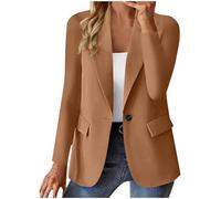 Générique Blazer Femme Chic et Elegant Veste Blazer Couleur Unie Bouton Grandes Tailles Manches Longues Classique Bureau Travail Soirées Décontractées Tailleur Femme Slim Fit Revers Veste Manteau