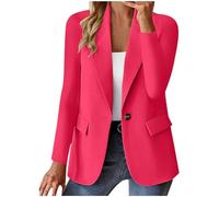 Générique Blazer Femme Chic et Elegant Veste Blazer Couleur Unie Bouton Grandes Tailles Manches Longues Classique Bureau Travail Soirées Décontractées Tailleur Femme Slim Fit Revers Veste Manteau