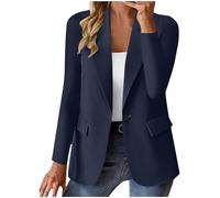 Générique Blazer Femme Chic et Elegant Veste Blazer Couleur Unie Bouton Grandes Tailles Manches Longues Classique Bureau Travail Soirées Décontractées Tailleur Femme Slim Fit Revers Veste Manteau