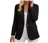 Générique Blazer Femme Chic et Elegant Veste Blazer Revers Couleur Unie Bouton Grande Taille Manches Longues Classique Bureau Travail Soirées Décontractées Tailleur Femme Slim Fit Veste Manteau S-3XL
