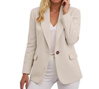 Générique Blazer Femme Chic et Elegant Veste Blazer Revers Couleur Unie Bouton Grande Taille Manches Longues Classique Bureau Travail Soirées Décontractées Tailleur Femme Slim Fit Veste Manteau S-3XL