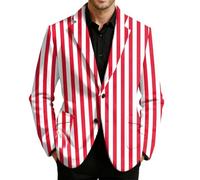 Générique Blazer Homme Chic Et Elegant,Veste en Velours CôTelé à Rayures Carnaval IdéAle pour Les Tenues DéContractéEs Et éLéGantes Coupe Confortable (Red, XL)