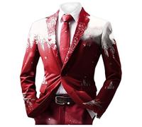 Générique Blazer homme noel mariage business casual veste costume homme imprimé flocon de neige blazer avec un bouton chic et élégant costume de noel grande taille costumes