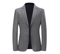 Générique Blazer Homme Slim Fit Formal Blazer avec 2 Boutons Veste Blazer Gris à Carreaux Coupe Droite Veste de Costume Vintage élégante à Double Boutonnage Veste Blazer pour Les Loisirs Blazers 2026