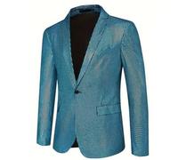 Générique Blazer Homme Veste de Costume à un Bouton Multicolore pour Fêtes Disco Cosplay et Clubs avec un Style Brillant et Scénique(Blue, M)
