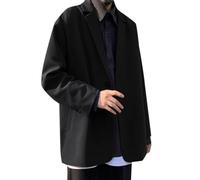 Générique Blazer Homme Veste de Costume d'Automne-Hiver Rétro et Loose avec un Style Coréen Trendy et une Coupe Décontractée et Jeune(Black, XL)