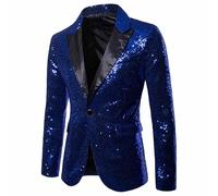 Générique Blazer Paillettes Homme,Veste De ScèNe à Sequins DoréS pour Spectacles De Cabaret Et De MaîTres De CéRéMonie (Blue, 6XL)