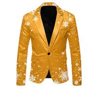 Générique Blazers De Noël Homme - Blazer De Fête pour Hommes Noël Haut de Costume de Noël décontracté à Boutons et imprimé Renne pour Homme (Yellow M)
