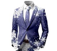 Générique Blazers De Noël Homme - Blazer De Fête pour Hommes Noël Veste imprimée de Vacances Tenue de fête Manteau décontracté élégant pour la déclaration de Mode d'hiver pour (Purple XXL)
