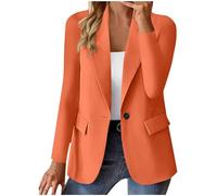 Générique Blazers Femme Chic et Élégant Veste Blazer Coton Grandes Tailles Manches Longues Classique pour Bureau Travail Soirées Tailleur Femme Manches 3/4 froncées Style Décontracté
