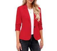 Générique Blazers Femme Chic et Élégant Veste Blazer Coton Grandes Tailles Manches Longues Classique pour Bureau Travail Soirées Tailleur Femme Manches 3/4 froncées Style Décontracté