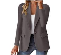 Générique Blazers Femme Chic et Élégant Veste Blazer Coton Grandes Tailles Manches Longues Classique pour Bureau Travail Soirées Tailleur Femme Manches 3/4 froncées Style Décontracté