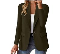 Générique Blazers Femme Chic et Élégant Veste Blazer Coton Grandes Tailles Manches Longues Classique pour Bureau Travail Soirées Tailleur Femme Manches 3/4 froncées Style Décontracté