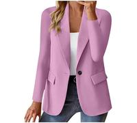 Générique Blazers Femme Chic et Élégant Veste Blazer Coton Grandes Tailles Manches Longues Classique pour Bureau Travail Soirées Tailleur Femme Manches 3/4 froncées Style Décontracté