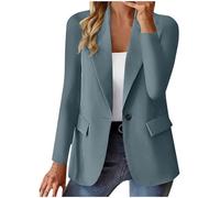 Générique Blazers Femme Chic et Élégant Veste Blazer Coton Grandes Tailles Manches Longues Classique pour Bureau Travail Soirées Tailleur Femme Manches 3/4 froncées Style Décontracté