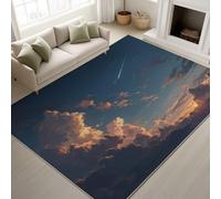 Générique Bleu Antidérapant Ciel étoilé Étoiles filantes Nuages colorés Crépuscule Lavable Tapiss Illustration Anime Douce Support en TPR Tapis Onirique Nature Tapis 90 x 120 cm pour Salon Bureau