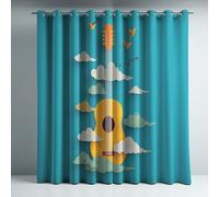 Générique Bleu Aqua L117 x H137 cm Rideaux Occultants Impression Minimaliste Nuage Violon Décoration pour Chambre Salon avec Œillets Lot de 2, Prêt à Poser pour Baie Vitrée Protection Solaire